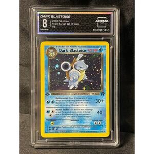 2000 Dark Blastoise 1st Edition 3 Pokémon Team Rocket ArenaClub Graded NM-MINT 8
